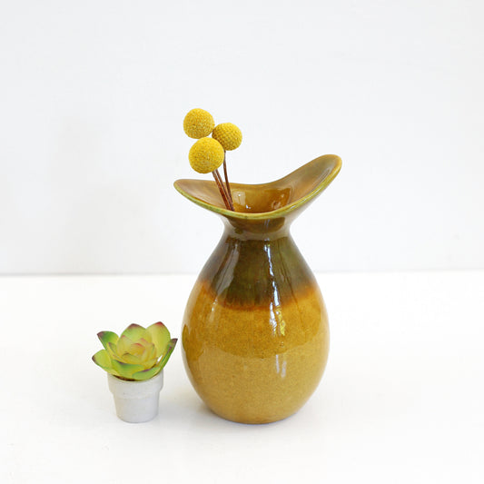 SOLD - Mid Century Mustard Biomorphic Art Pottery Vase