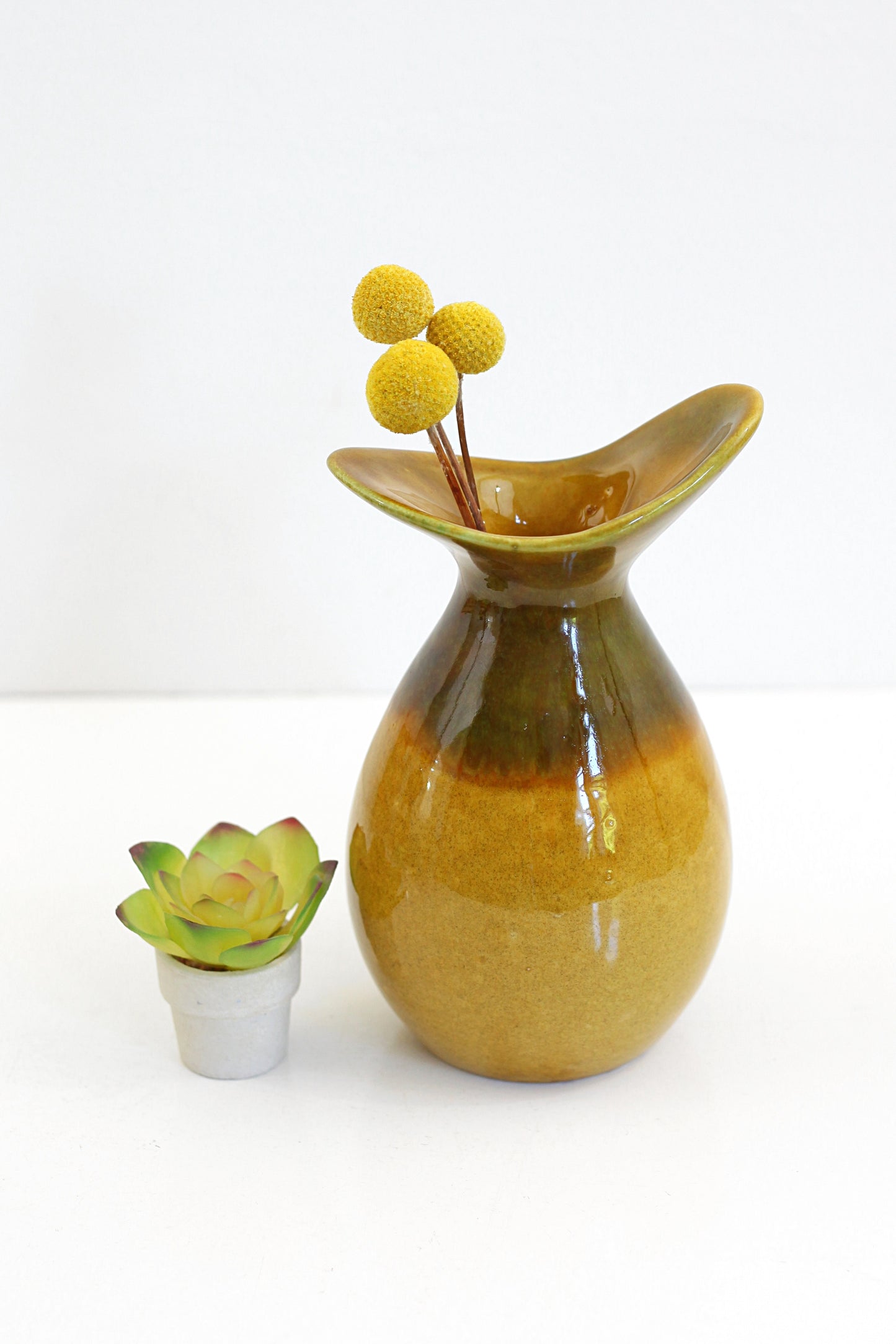SOLD - Mid Century Mustard Biomorphic Art Pottery Vase