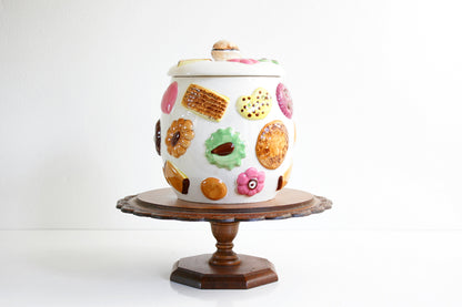 SOLD - Vintage Ceramic Cookies Cookie Jar / Mid Century Napco Cookies All Over Canister