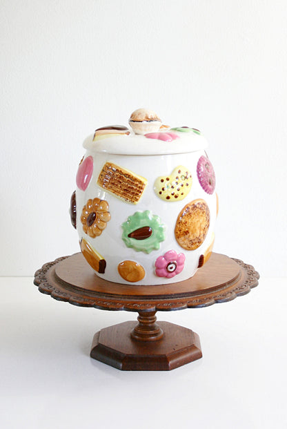 SOLD - Vintage Ceramic Cookies Cookie Jar / Mid Century Napco Cookies All Over Canister