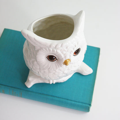 SOLD - Mid Century Napcoware White Owl Planter
