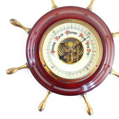SOLD - Vintage Wood And Brass Nautical Barometer from West Germany