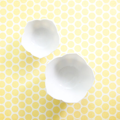SOLD - Vintage Pair of Nesting White Lotus Bowls / Mid Century Porcelain Flower Bowls