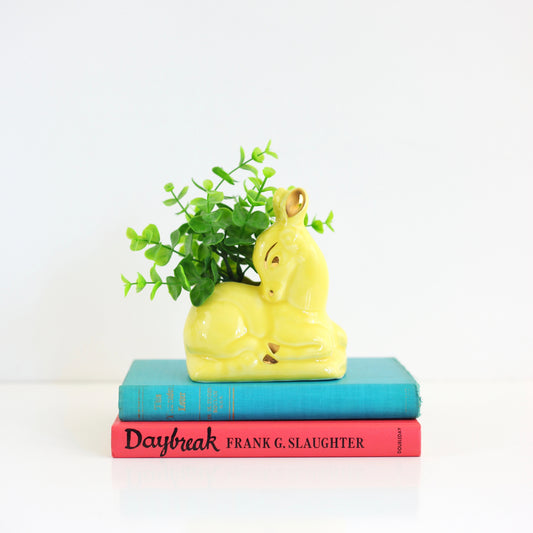 SOLD - Vintage Yellow Ceramic Nor-So Deer Planter