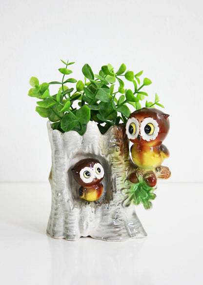 SOLD - Vintage 1960s Ceramic Owl Planter / Mid Century Norcrest Owl Vase
