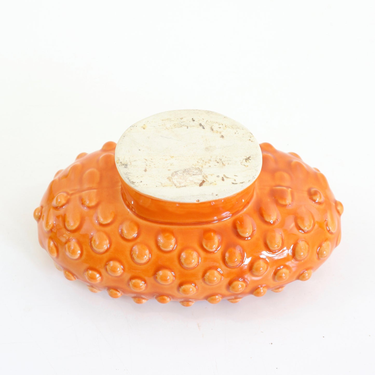 SOLD - Vintage Orange Ceramic Hobnail Pedestal Planter