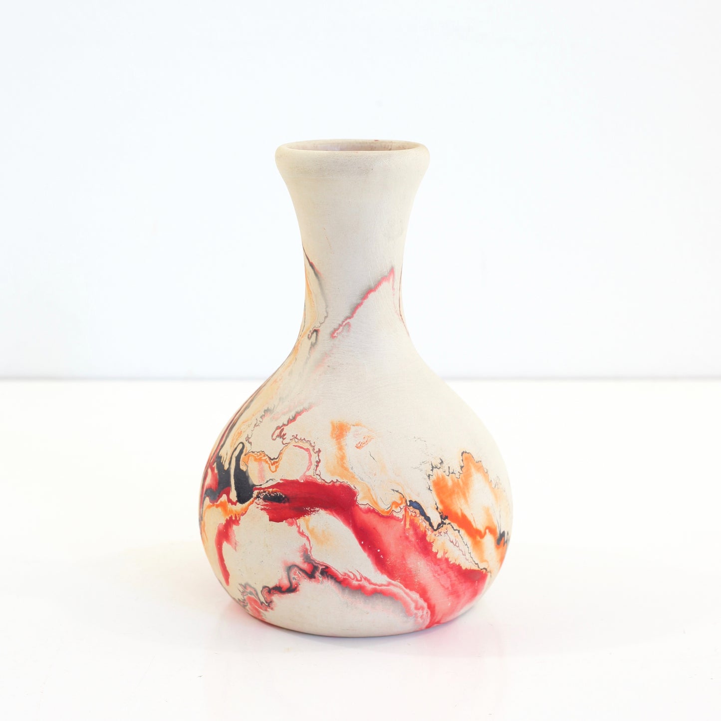 SOLD - Vintage Nemadji Pottery Orange Swirl Vase