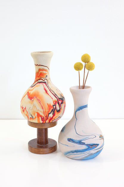 SOLD - Vintage Nemadji Pottery Orange Swirl Vase