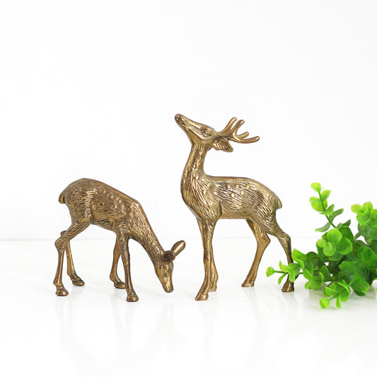 SOLD - Vintage Brass Deer Figurines - Set of Two