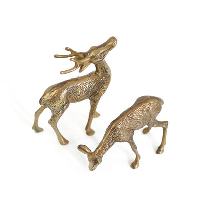 SOLD - Vintage Brass Deer Figurines - Set of Two