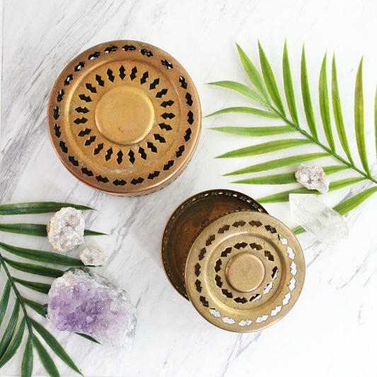 SOLD - Vintage Nesting Brass Trinket Boxes