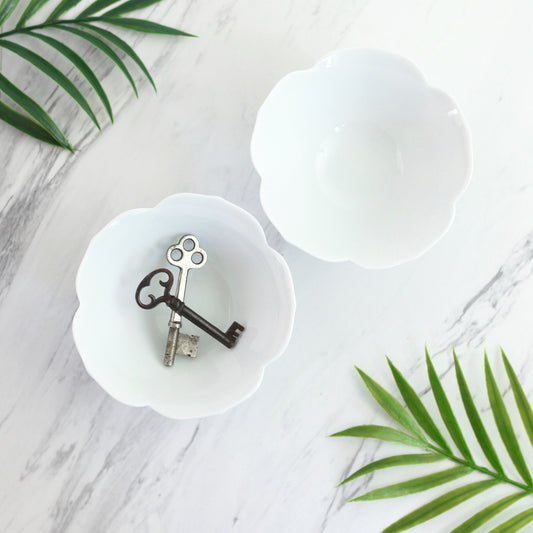 SOLD - Pair of White Porcelain Lotus Bowls