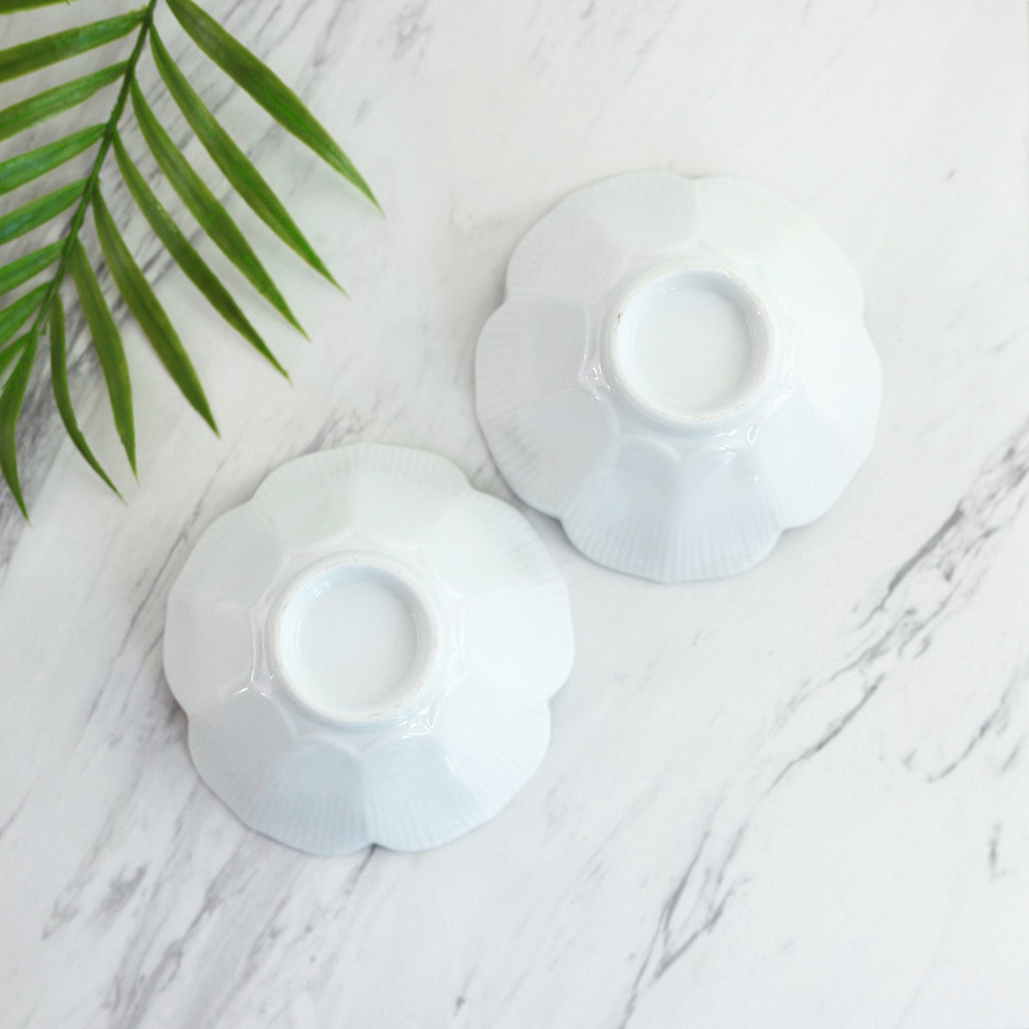 SOLD - Pair of White Porcelain Lotus Bowls