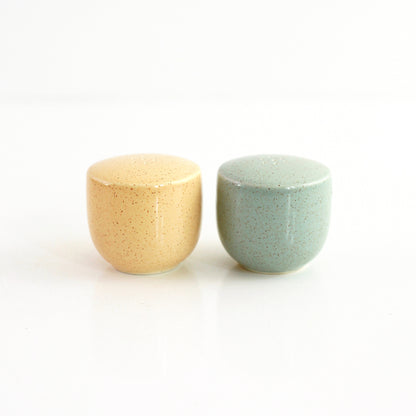 SOLD - Vintage Pastel Pebbleford Salt and Pepper Shakers by Taylor Smith Taylor