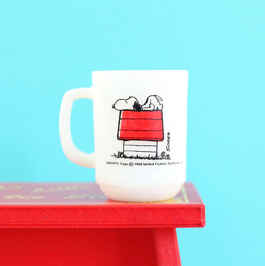 SOLD - Vintage 1958 Fire King Peanuts Mug - I think I'm allergic to morning!