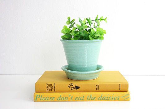 SOLD - Mid Century Modern Pfaltzgraff Ringware Green Ceramic Planter