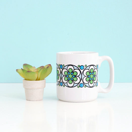 SOLD - Mid Century Mod Geometric Flower Mug