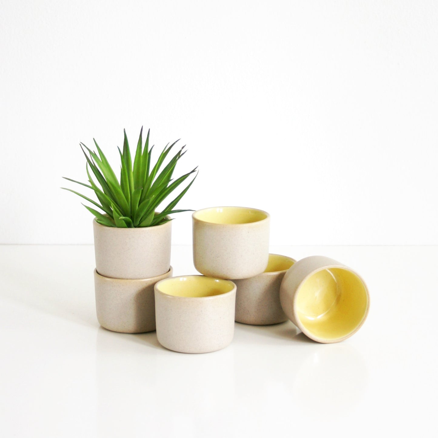 SOLD - Mid Century Modern Pigeon Forge Pottery Custard Cups / Vintage Art Pottery Teacups