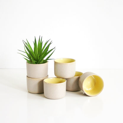 SOLD - Mid Century Modern Pigeon Forge Pottery Custard Cups / Vintage Art Pottery Teacups