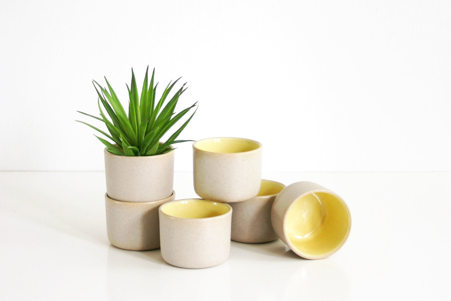 SOLD - Mid Century Modern Pigeon Forge Pottery Custard Cups / Vintage Art Pottery Teacups