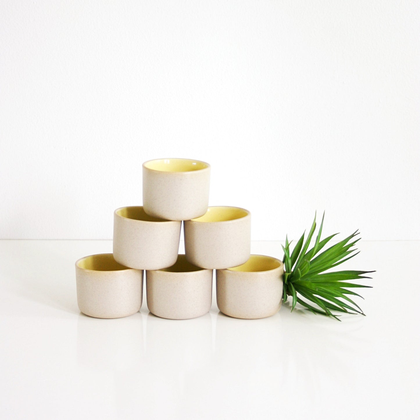 SOLD - Mid Century Modern Pigeon Forge Pottery Custard Cups / Vintage Art Pottery Teacups