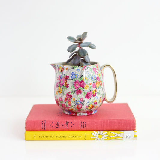SOLD - Vintage Lord Nelson Ware Pink Chintz Cream Pitcher