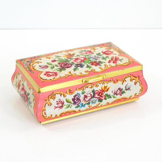 SOLD - Vintage Pink Floral Tin from Holland