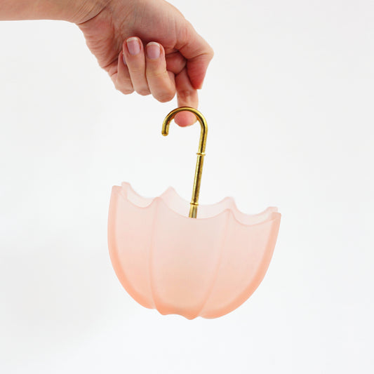 SOLD - Vintage Pink Glass Umbrella Bowl