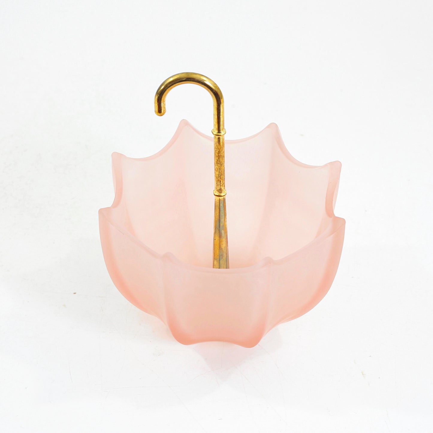 SOLD - Vintage Pink Glass Umbrella Bowl