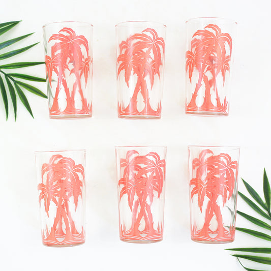 SOLD - Vintage Pink Palm Tree Glasses