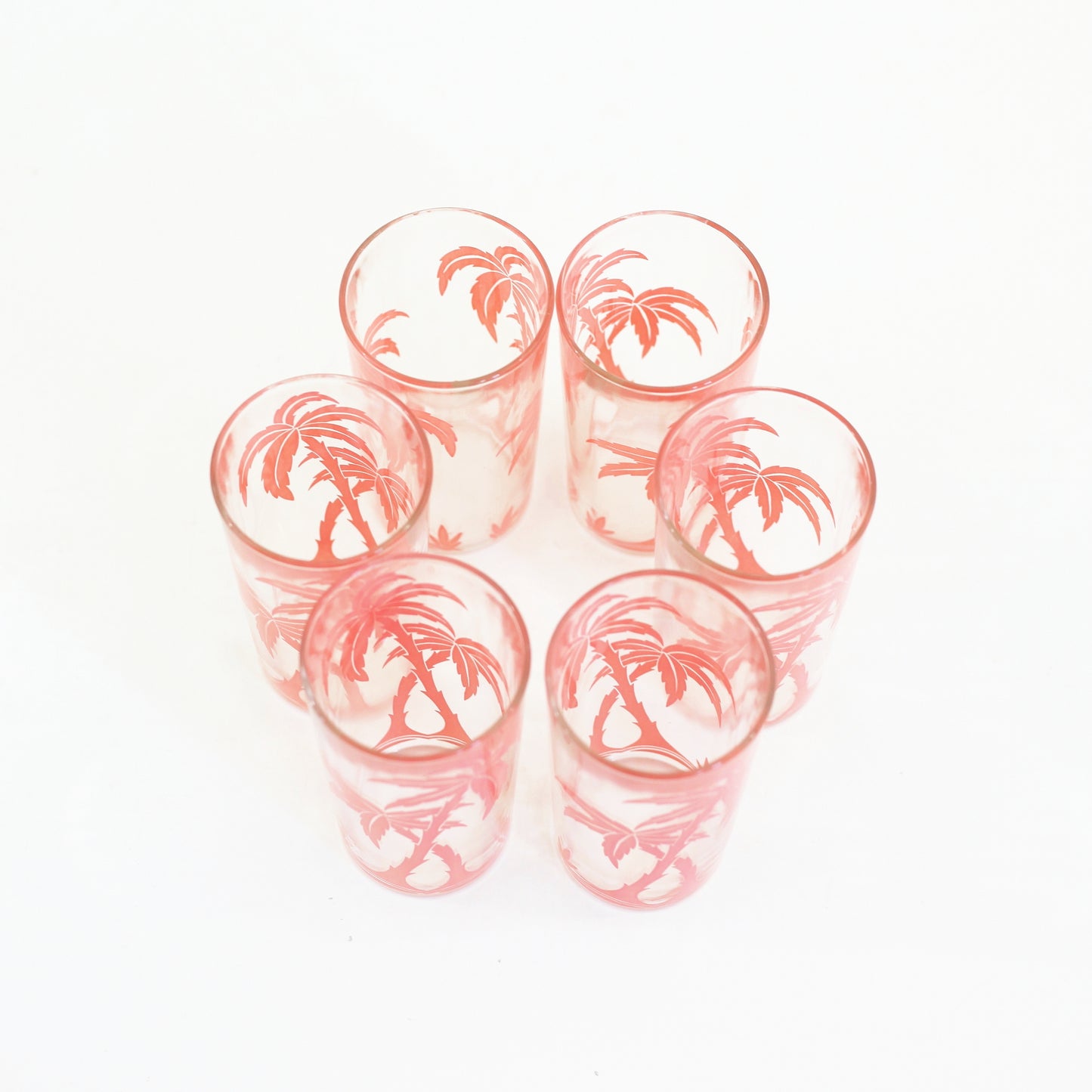 SOLD - Vintage Pink Palm Tree Glasses