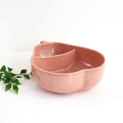 SOLD - Mid Century Pink Ceramic Divided Pear Bowl by Pfaltzgraff
