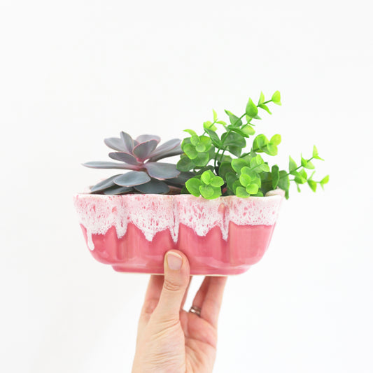 SOLD - Vintage Pink Upco Drip Glaze Planter