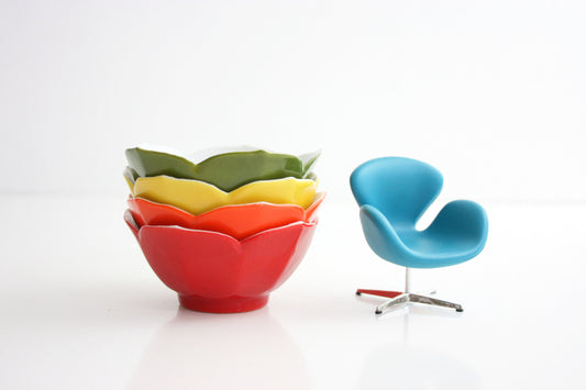 SOLD - Set of Four Colorful Vintage Lotus Bowls