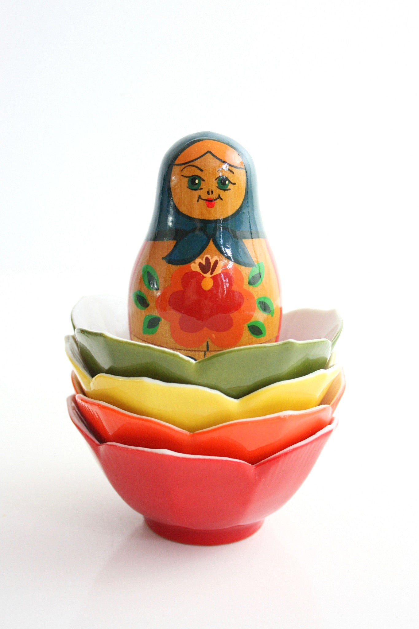 SOLD - Set of Four Colorful Vintage Lotus Bowls