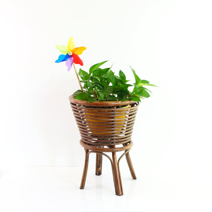 SOLD - Vintage Rattan Plant Stand