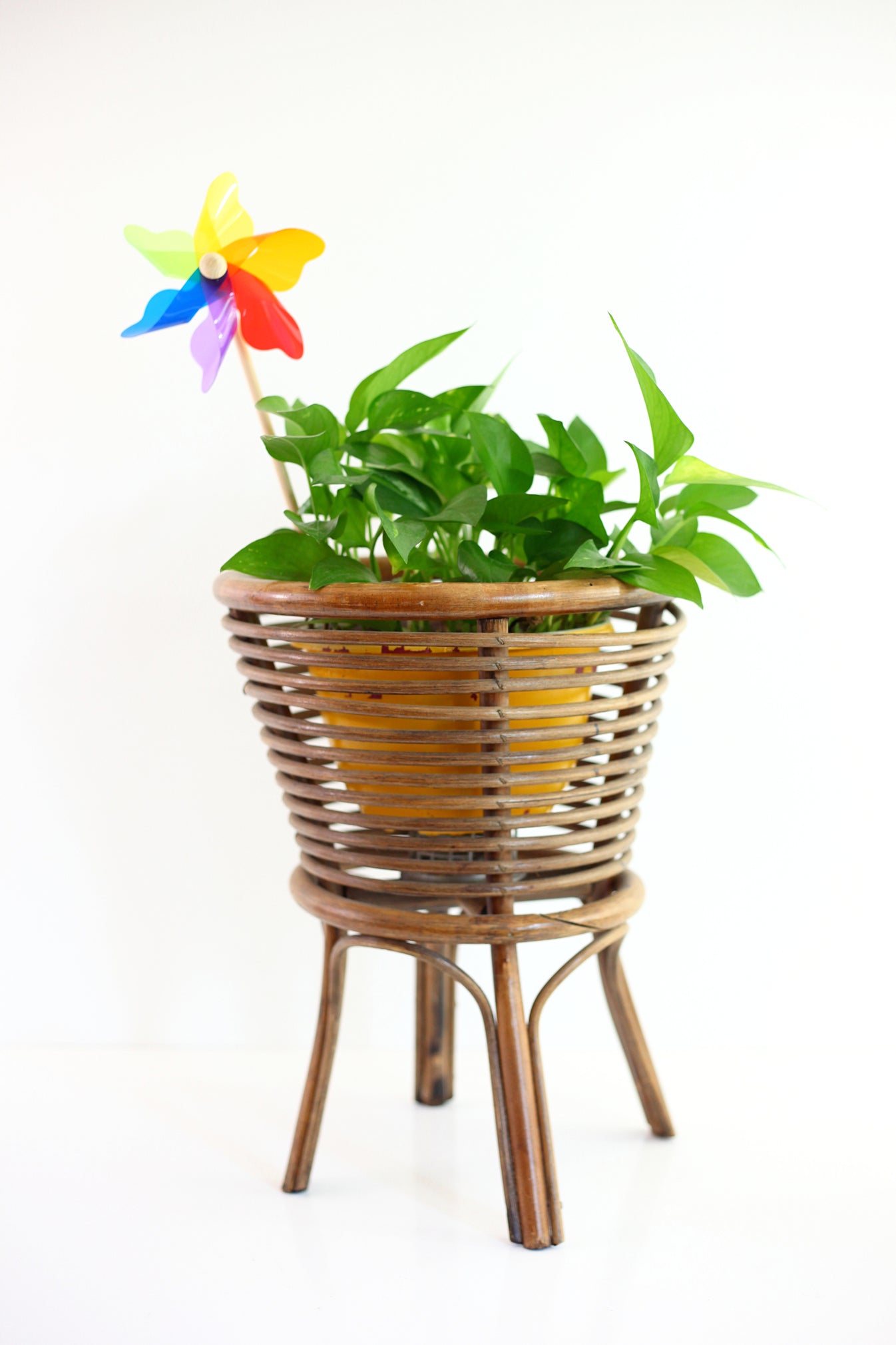 SOLD Vintage Rattan Plant Stand Wise Apple Vintage