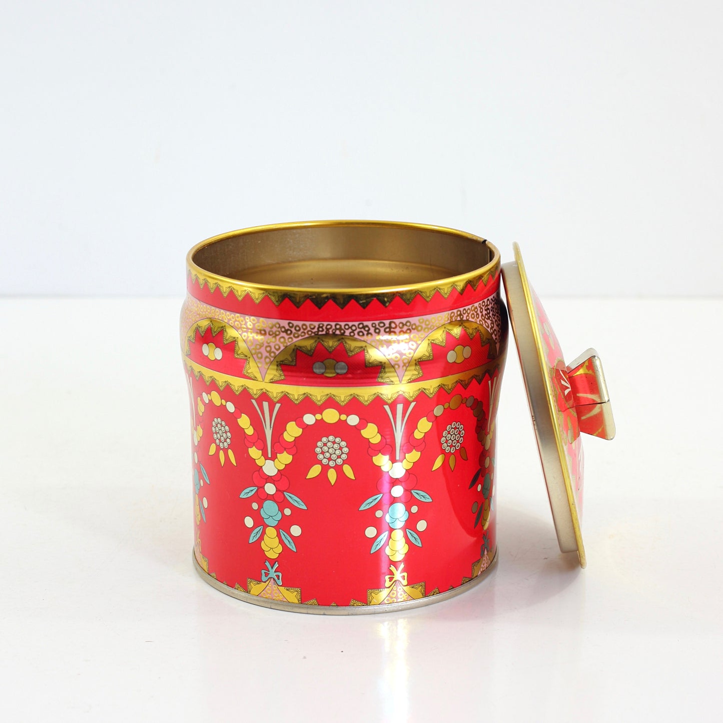 SOLD - Vintage Red Floral Tin from England