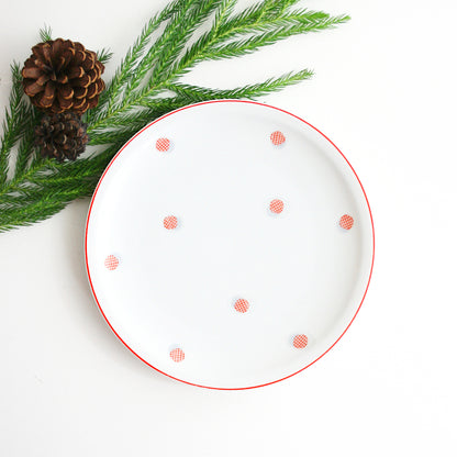 SOLD - Vintage 1940s Polka Dot Plates / Red and White Polka Dot Dishes by Shirnding Bavaria