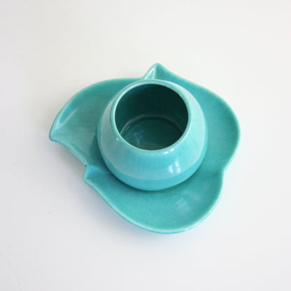 SOLD - Mid Century Modern Red Wing Pottery Planter / Aqua Leaf