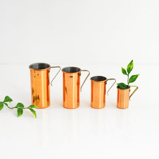 SOLD - Mid Century Copper and Brass Revere Ware Measuring Cups Set