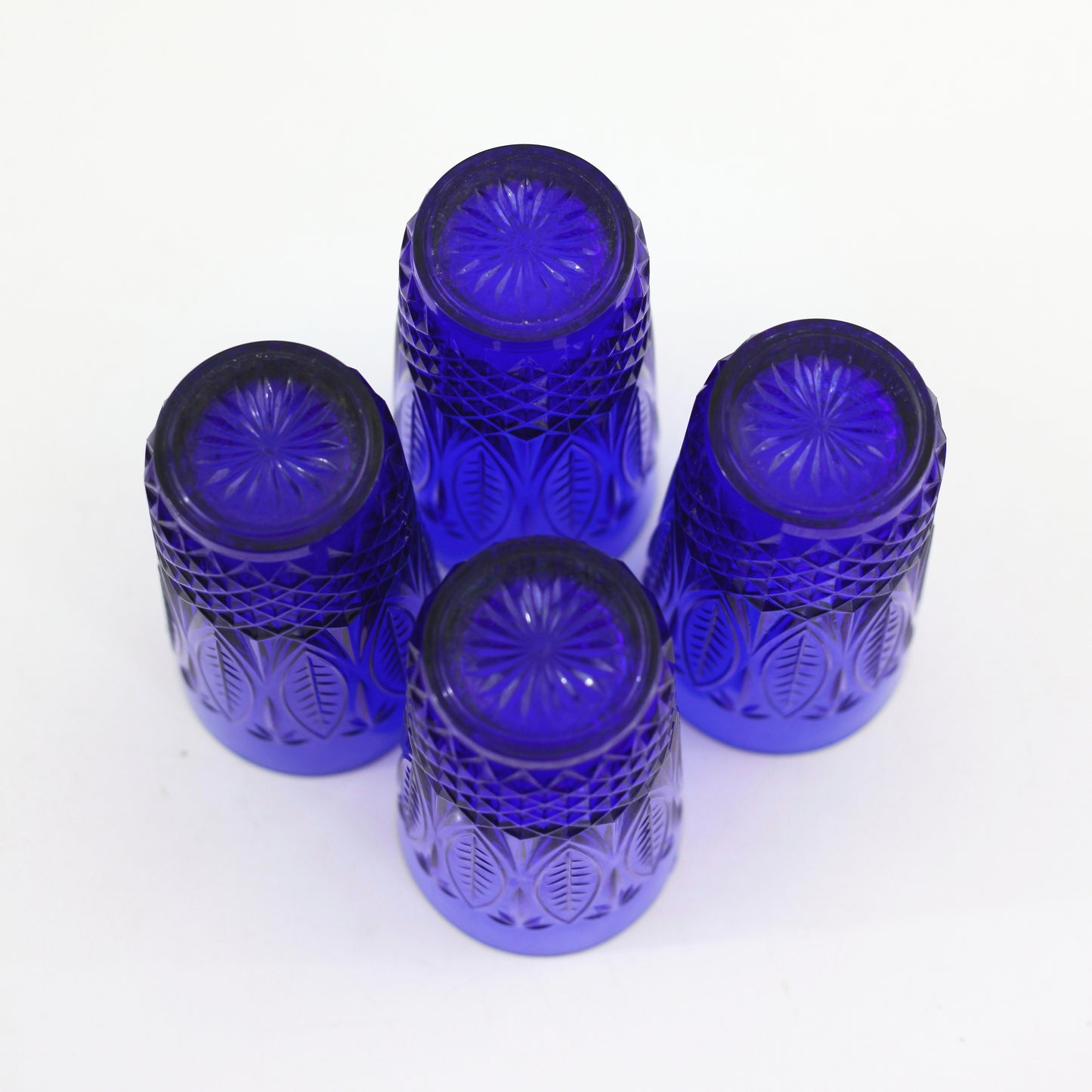 SOLD - Vintage Royal Sapphire Pressed Glass Tumblers from France