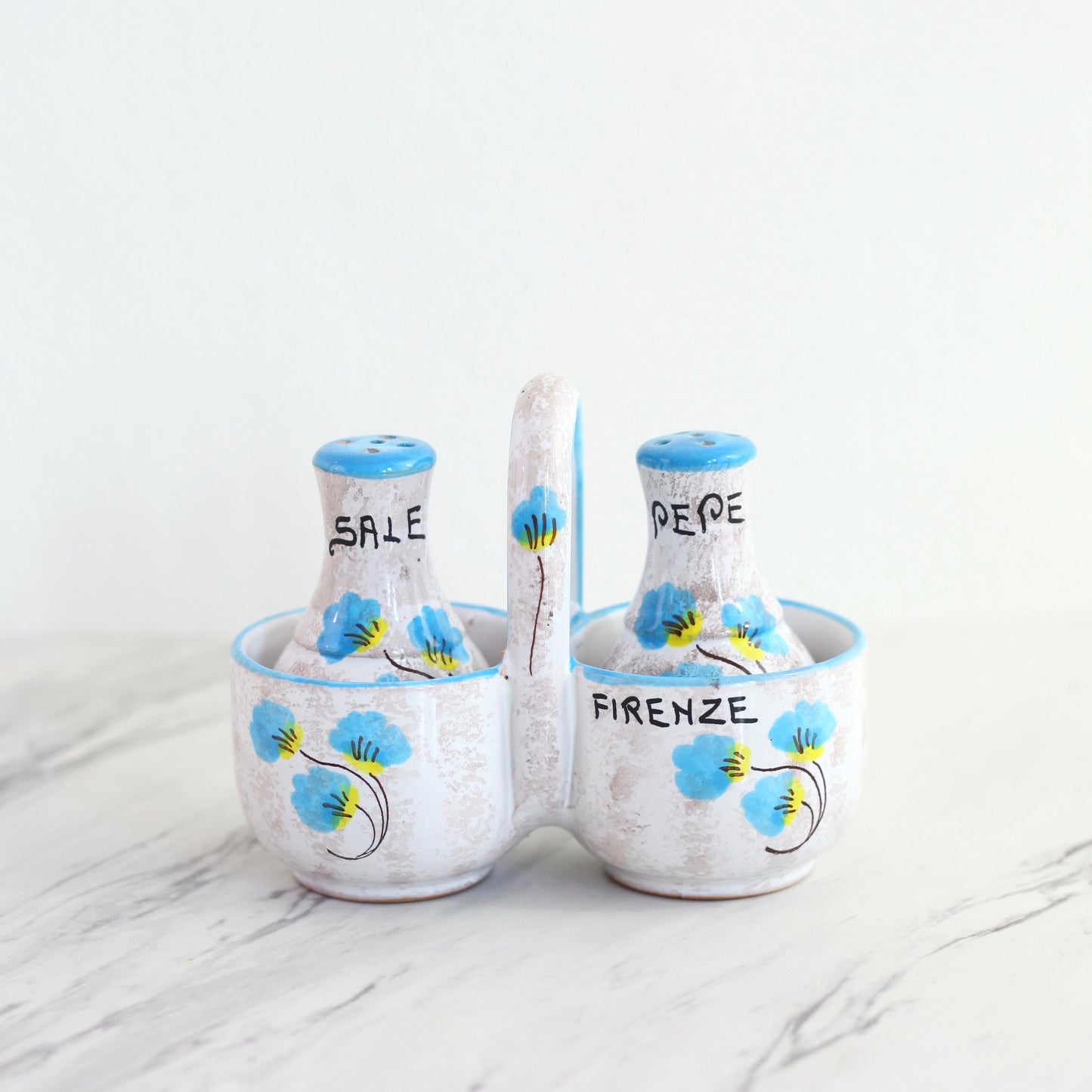 SOLD - Vintage Aqua & Yellow Salt & Pepper Shakers from Italy