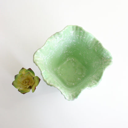 SOLD - Mid Century Modern Mint Green Splatter Glaze Cameo Planter by Shawnee