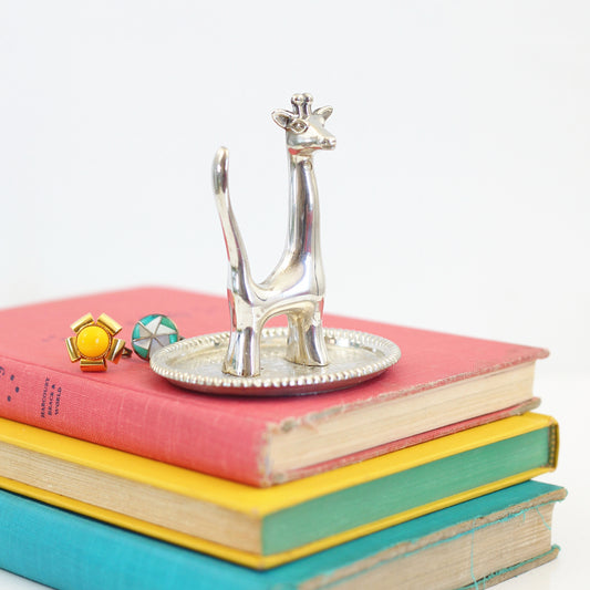 SOLD - Vintage Silver Plated Giraffe Ring Holder