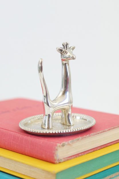 SOLD - Vintage Silver Plated Giraffe Ring Holder