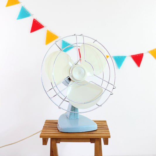 SOLD - Vintage Sky Blue Electric Fan