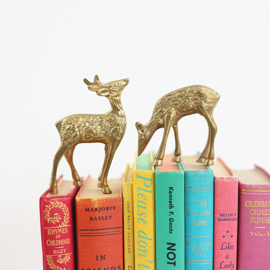 SOLD - Vintage Brass Deer Pair