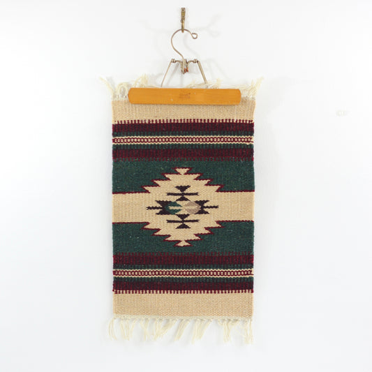 SOLD - Vintage Southwestern Handwoven Wool Mat / Wall Tapestry