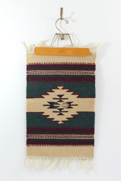 SOLD - Vintage Southwestern Handwoven Wool Mat / Wall Tapestry